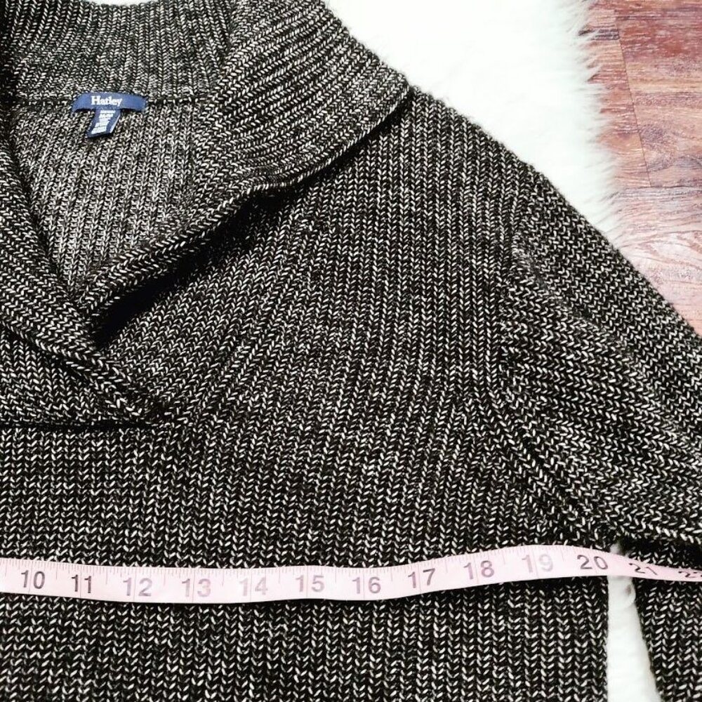 Hatley Collared V-Neck Womens Size M/M Striped Knit Pullover Sweater Gray White - Picture 8 of 11